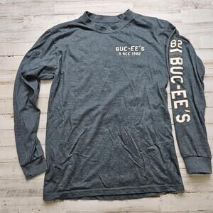 Buc-ee's Long Sleeve Embossed Spell Out T-shirt MED Texas Gas Station Bucees